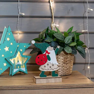 Деревянная фигурка с подсветкой Дед Мороз 18 см | 504-016 | NEON-NIGHT