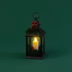 Декоративный фонарь со свечкой и шишкой, черный корпус, размер 10,7x10,7x23,5 см, цвет теплый белый | 513-047 | NEON-NIGHT