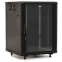 Шкаф настенный 19-дюймовый 22U 1086x600х450мм стеклянная дверь с перфорацией по бокам ручка с замком с возможностью установки на ножки черный (RAL 9004) (разобранный)