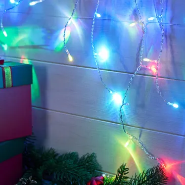 Гирлянда Айсикл (бахрома) светодиодный, 1,8 х 0,5 м, прозрачный провод, 230 В, диоды RGB | 255-009 | NEON-NIGHT