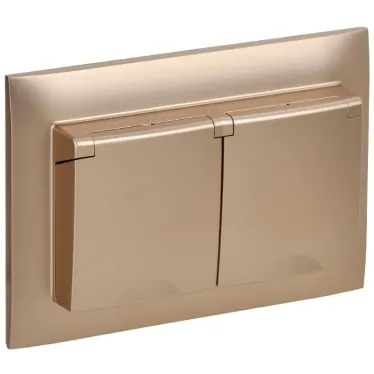 SKANDY Розетка 2-местная и крышкой 16А в сборе IP44 SK-R12Sa песочный IEK