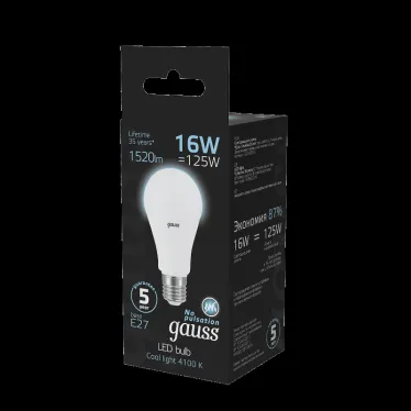 Лампа светодиодная LED 16 Вт 1520 лм 4100К А60 груша нейтральный E27 AC 220В Black Gauss