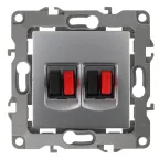 Розетка аудио двойная, Эра12, алюминий, 12-3112-03