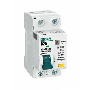Автоматический выключатель дифференциального тока 1Р+N 25А 30мА тип AC C ДИФ-103 4.5кА