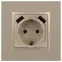 Розетка 2P+E 16A-250В, штор. с 2xUSB 5В-3А, Эра Elegance, шампань 14-4109-04