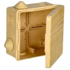 Коробка распределительная КМ 100х100х50мм для наружного монтажа с откидной крышкой IP54 8 вв. сосна