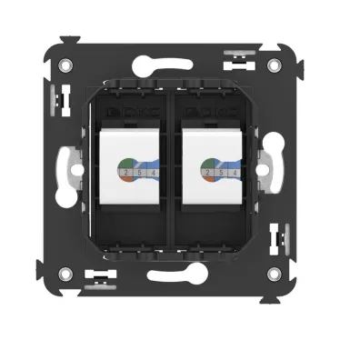 Avanti Компьютерная розетка RJ-45 без шторки в стену кат.5е двойная Черный матовый