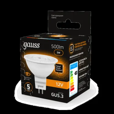 Лампа светодиодная LED 5 Вт 500 лм 3000К софит MR16 теплый GU5.3 AC/DC 12В низковольтная Black Gauss