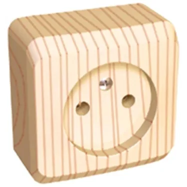 ЭТЮД Розетка наружная без заземления без шторок сосна
