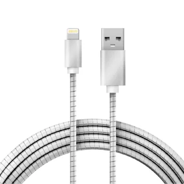 Кабель USB-Lightning для iPhone, metall, steel color, 1m, 18-4247,