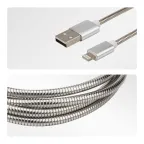 Кабель USB-Lightning для iPhone, metall, steel color, 1m, 18-4247,