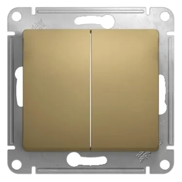 GLOSSA Выключатель двухклавишный в рамку титан сх.5