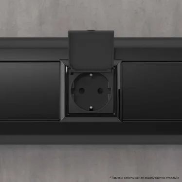 Avanti Розетка с крышкой модульная, 2P+E, с з/ш, , Черный матовый, 2 модуля