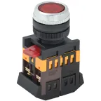 Кнопка красная ABLFS-22 1з+1р плоская с подсветкой неон 240В