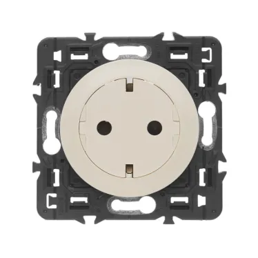 Celiane Розетка 2К+З с плоской лицевой панелью немецкий стандарт безвинтовые зажимы слоновая кость
