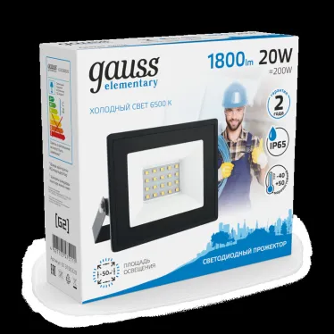 Прожектор светодиодный ДО 20 Вт 1800 лм 6500К AC 220В IP65 105х118х27мм Elementary Gauss