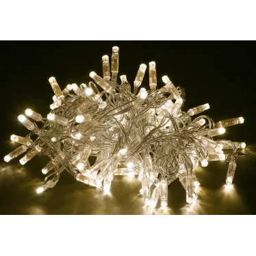 LIGHTING Гирлянда нить 10м 100 светодиодов теплый белый свет IP44 прозрачный шнур 3м 230В контроллер 8 сцен IEK