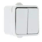 Прага Выключатель двухклавишный 10А IP44 белый