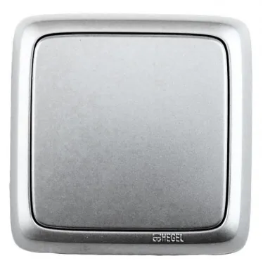 Выключатель одноклавишный наружный с изоляционной пластиной серебро 16А