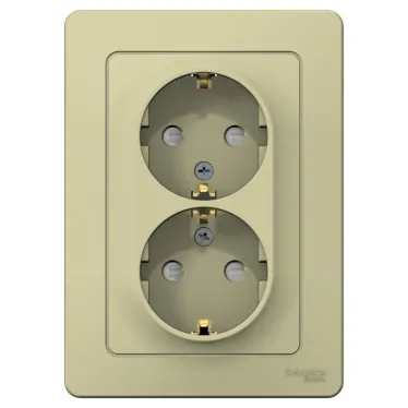 BLANCA С/У РОЗЕТКА двойная с заземлением со шторками, 16А, 250В, БЕЖЕВЫЙ