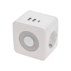 Двойник электрический Куб 16А с/з + 2хUSB-A 2,4А + USB Type-C 3А с ночной подсветкой, белый