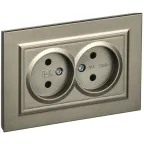 BRITE Розетка 2-местная без заземления без защитных шторок 10А в сборе РС12-2-БрШ шампань IEK