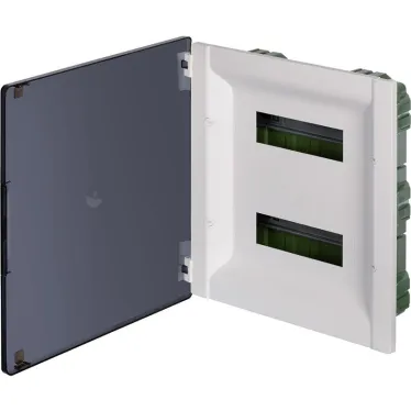 Щит распределительный встраиваемый ЩРв Practibox3 2х12м земля+нейтраль прозрачная дверь