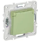 SKANDY Розетка 1-местная с заземлением с защитными шторками и крышкой 16А IP44 SK-R11G мятный IEK