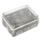 Коробка распаячная КМР-050-041пк пылевлагозащищенная10 мембранных вводов уплотнительный шнур прозрачная крышкой (150х110х70) PROxima