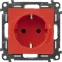 Valena LIFE Розетка силовая 2К+З 16А 250В со шторками безвинтовые зажимы с лицевой панелью красная