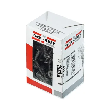 Саморез гипсокартон/металл 3,5х19 черный (200шт) - коробка