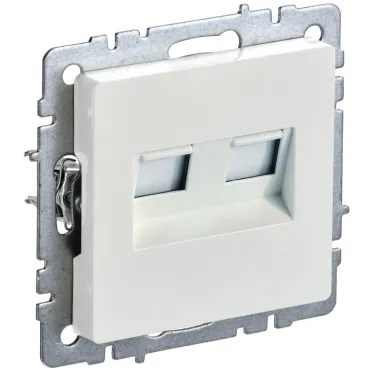 BRITE Розетка компьютерная двойная RJ45 кат.6 РК11-2-БрЖ жемчуг IEK