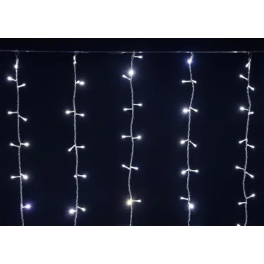 LIGHTING Гирлянда занавес 1,5х1,5м 160 светодиодов белый свет IP20 прозрачный шнур 3м 230В транзит IEK