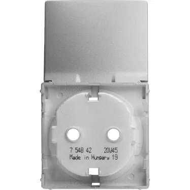 Valena LIFE Лицевая панель розетки 2К+З с крышкой Алюминий