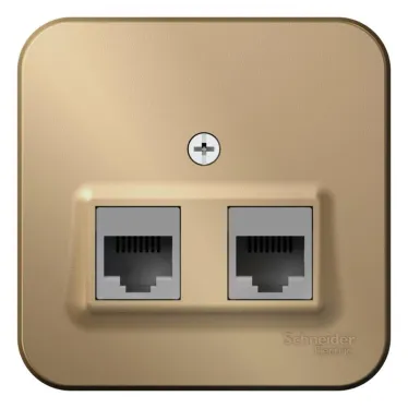 Розетка BLANCA наружная двойная компьютерная RJ45, кат.5e, с изолирующей пластиной, титан