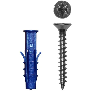 Шуруп универсальный 5.0х60 потайная головка оцинкованный + дюбель 8х40 (50шт)