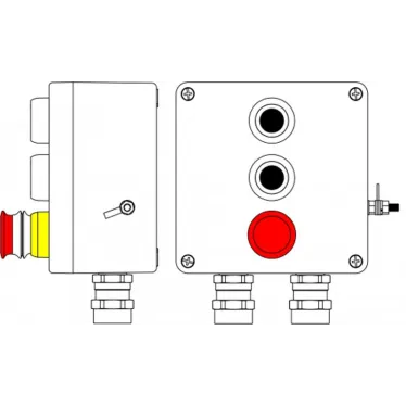 Взрывозащищенный пост управления из полиэстера CPE-Р-05 - (2xP1B(11) -1xP3E(11)) - 2x6018AASBKGM2SB(C)1Ex d e IIC T6 Gb / Ex tb IIIC T80°C Db