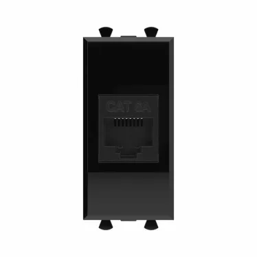 Avanti Компьютерная розетка RJ-45 без шторки модульная, кат.6А, Черный квадрат, 1 модуль