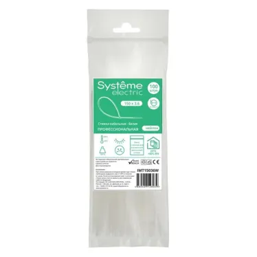 Стяжка кабельная MultiSet 150х3.6 Белая (100шт)