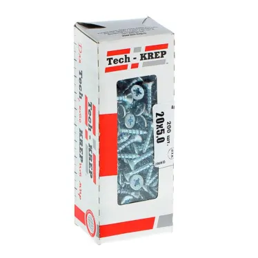 Шуруп универсальный 5х20 потайная головка, остроконечный, оцинкованный (200шт) - коробка