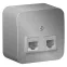 Розетка BLANCA наружная двойная компьютерная RJ45+телефонная RJ11, кат.5e, с изолирующей пластиной, алюминий
