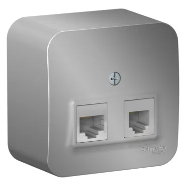 Розетка BLANCA наружная двойная компьютерная RJ45+телефонная RJ11, кат.5e, с изолирующей пластиной, алюминий