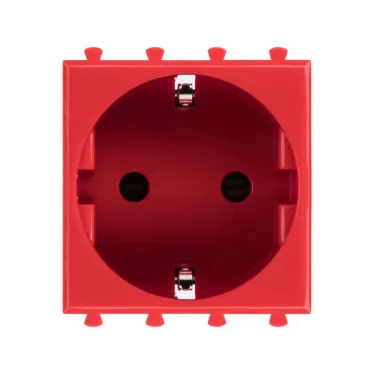 Avanti Розетка ''Красный квадрат'', 2P+E, с защитными шторками, 2 модульная
