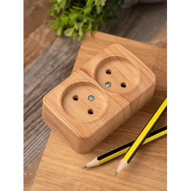 Розетка 2-местная ОП Минск 10А без заземления светлое дерево