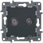 ETIKA Розетка телевизионная TV/SAT двухкабельная антрацит