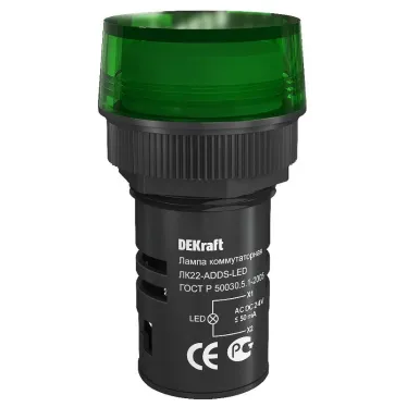 Лампа ADDS 22мм зеленая LED 22 24В AC/DC