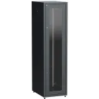 Шкаф LINEA E 42U 600х800мм двери 2шт стекло и металл черный