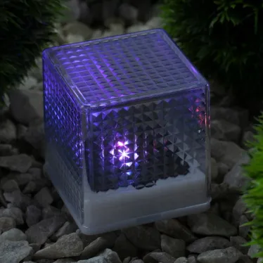 Садовый светильник на солнечной батарее, SL-PL20-СUB пластик, прозрачный, черный, 20 см (24/648)