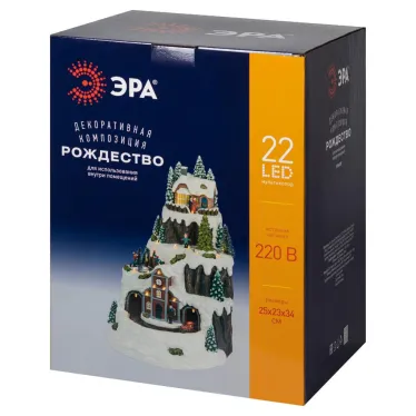 Фигура светодиодная новогодняя  EFIS-S07 композиция Рождество музыка теплый белый свет 3*АА 25*23*34 см | Б0060485 | ЭРА