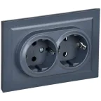 BRITE Розетка двойная с заземлением без защитных шторок 16А в сборе РС12-3-БрМ маренго